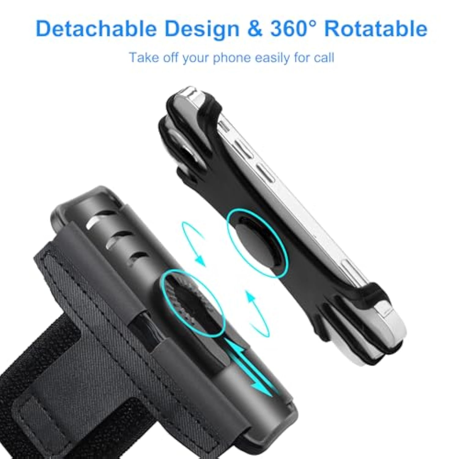 Cell Phone Running Armband - Detachable & 360° Rotatable Universal Cellphone Arm Band For Iphone 16 15 14 13 12 Pro Max Plus Samsung Galaxy Note S24 S23 For Workout Exercising Walking Jogging