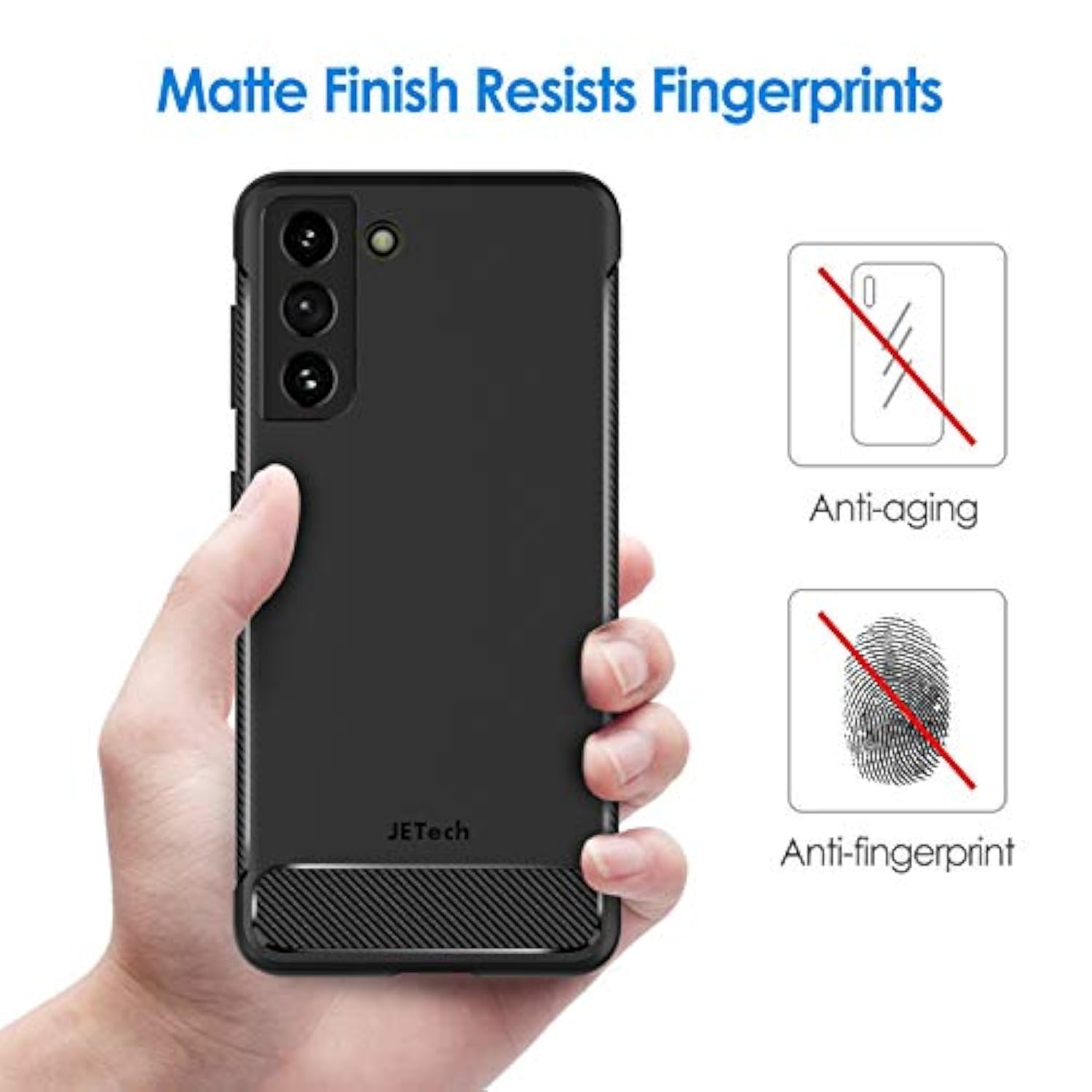 JETech Slim Fit Case for Samsung Galaxy S21 5G 6.2-Inch, Thin Phone Cover with Shock-Absorption and Carbon Fiber Design (Black)