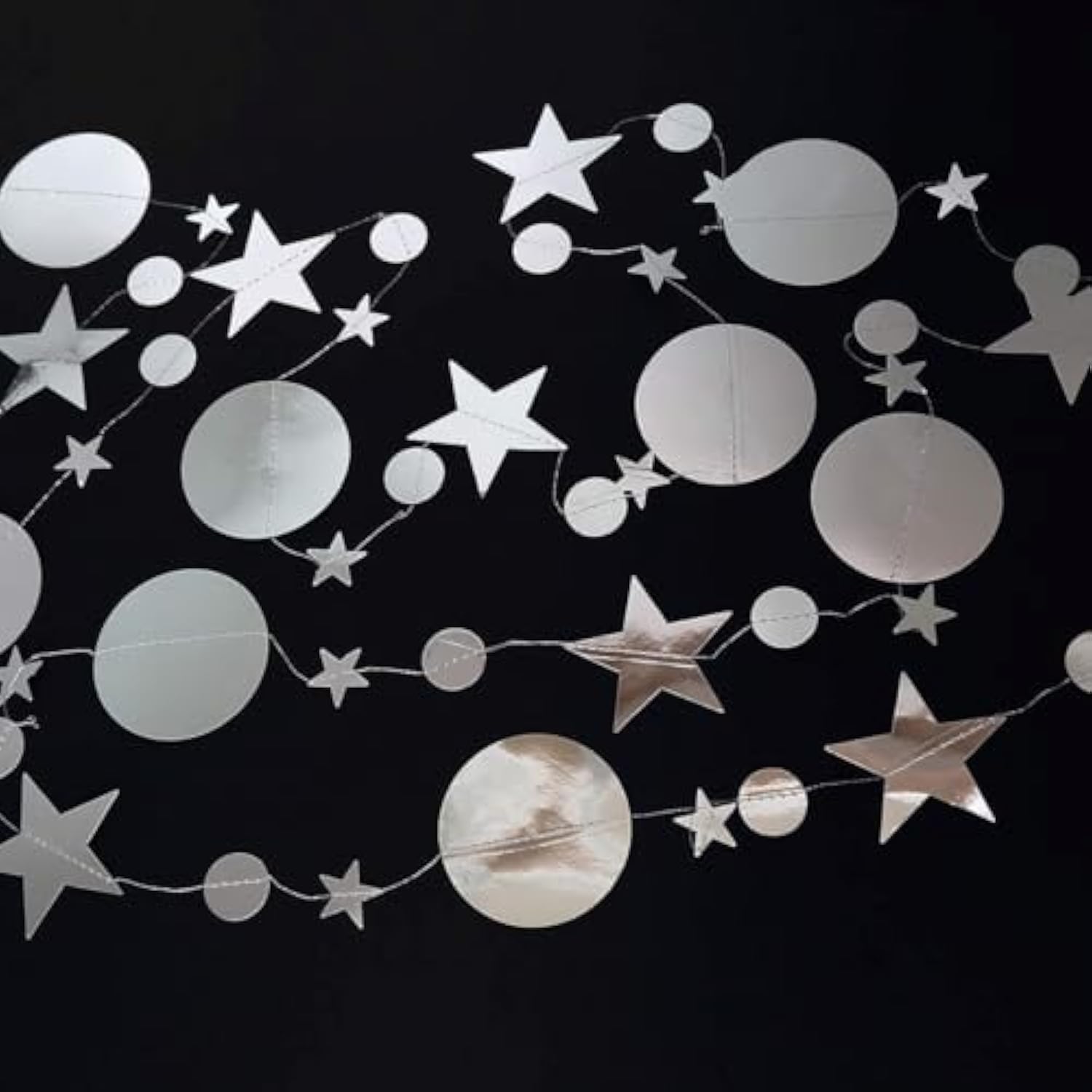 Silver Star Garland Decorations Twinkle Little Star Birthday Baby Shower Graduation Party Decor Christmas New Year Eve Banner Moon Stars Starry Night Ramadan Celestial Theme Backdrop