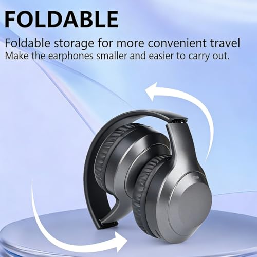 Wireless Bluetooth 5.4 Headphones Over Ear ,Noise Reduction Wireless Headphones with Microphone/Deep Bass,Adjustable HiFi Stereo Foldable On Ear