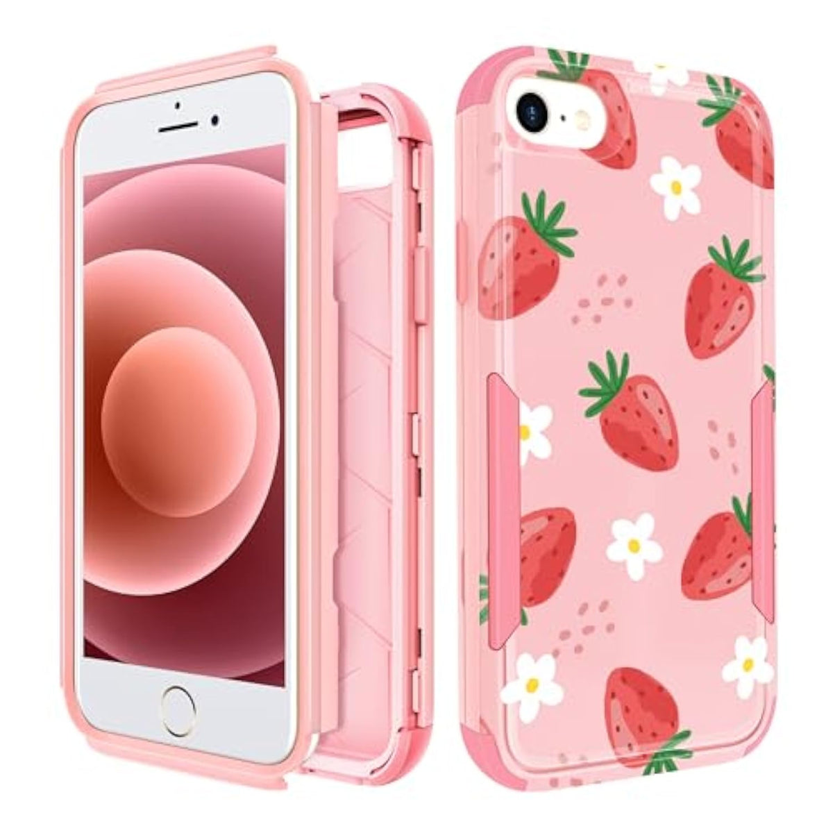 For Iphone Se Case 2020/2022/3Rd Generation, For Iphone 8/7 Case, Heavy Duty Protective Strawberry Cute Phone Cover For Women Men Girls Boys Hard Cases For Iphone 7/8/Se