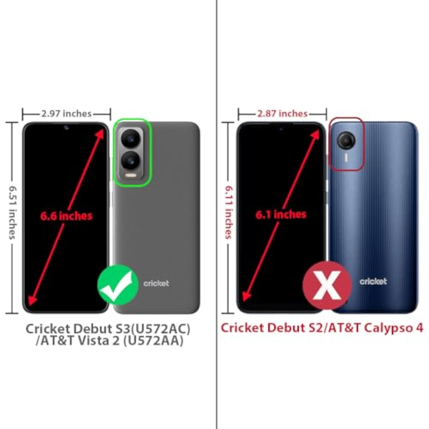 Compatible For Cricket Debut S3 (U572Ac) Case, At&T Vista 2 (U572Aa) Case, With Tempered Glass Screen Protector, Metal Ring Magnetic Support Kickstand Heavy Duty Drop Protection Phone Case (Red)