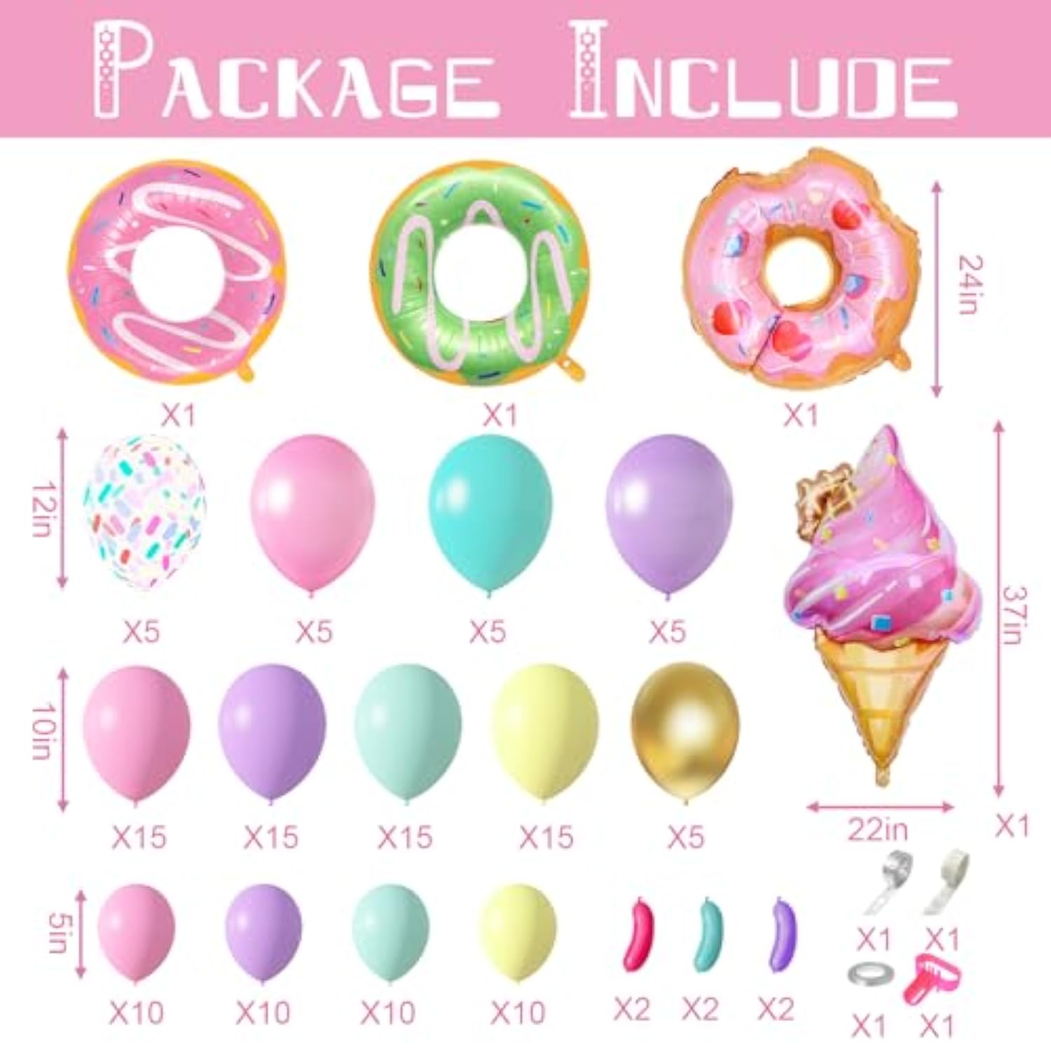 Donut Balloon Garland Kit: Pastel Party Decor for Baby Shower