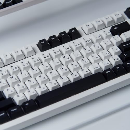 133 Keys Japanese Keycap Cherry Profile Dye Sub Pbt Black And White Keycaps Set Fit For 61/64/87/104/108 Cherry Mx Switches Mechanical Keyboard
