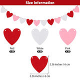 5 Pack Heart Garland Decorations Felt Heart Banner Hanging For Valentines, Anniversary, Mantle, Room Decor (Red, White, Pink)