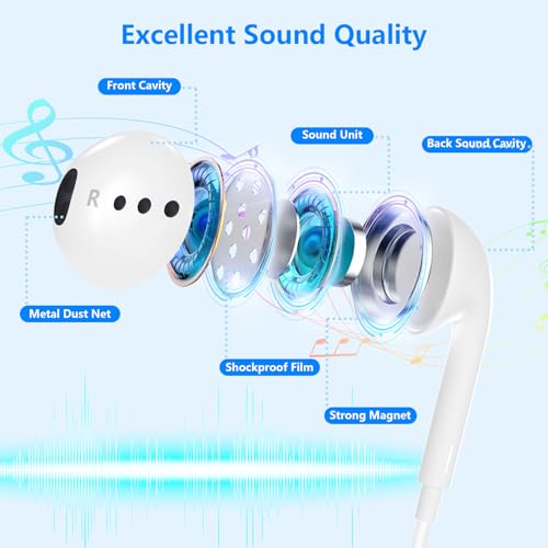 [ MFi Certified] 2 Pack Lightning Wired Earbuds for iPhone, True Plug and Play in-Ear Headphones with Microphone & Volume Control, Noise