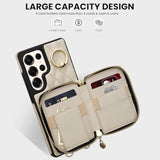 Case For Samsung Galaxy S25 Ultra 6.9'' Wallet Case,Crossbody Zipper Galaxy S25 Ultra Purse Wrist Strap Lanyard Handbag,Rfid Blocking Card Slots,Flip Leather Cover For Samsung S25 Ultra,Beige