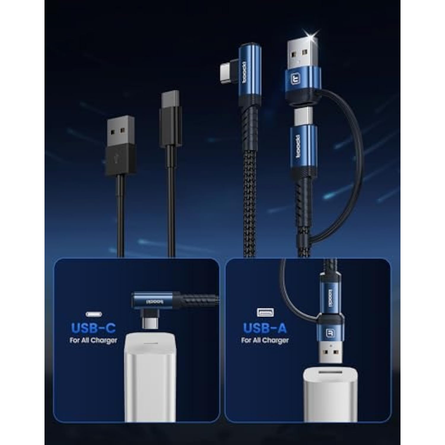 60W Usb C To Usb C Cable (2-Pack 6.6Ft), Right Angle Fast Charging Usb A To Usb C Charger Cable Compatible With Iphone15 Pro Max/Plus/Macbook Air/Samsung S25 Ultra/S22 Note 20