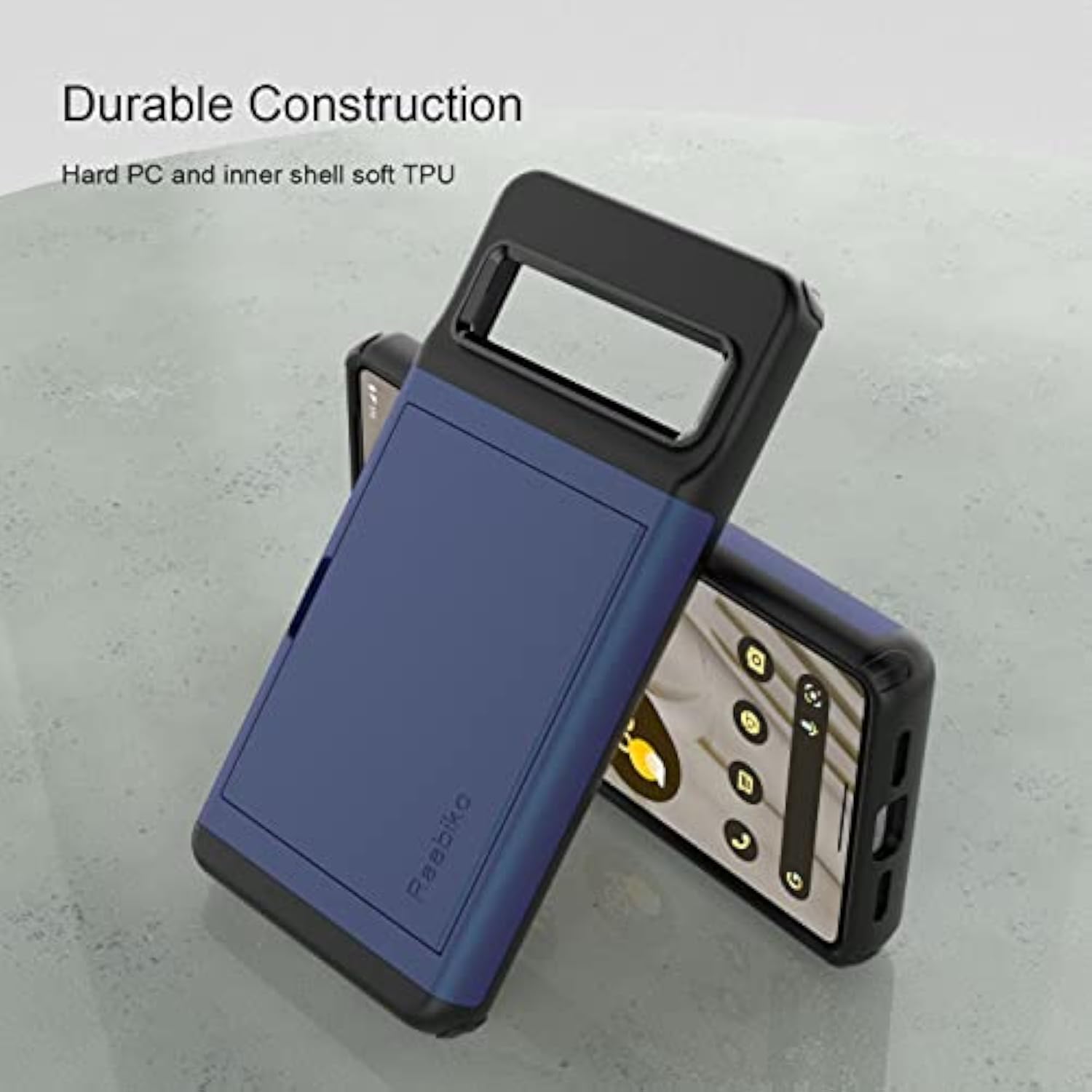 Case Compatible With Google Pixel 7, Dual Layer Shockproof Hidden Card Slot Wallet Case Compatible With Google Pixel 7, Blue