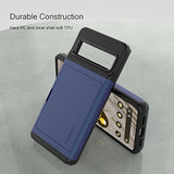Case Compatible With Google Pixel 7, Dual Layer Shockproof Hidden Card Slot Wallet Case Compatible With Google Pixel 7, Blue