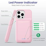 Upgraded 7500mAh Ultra-Slim Portable Extended Charger Cover for iPhone 13/13 Pro/14 (6.1 Inch) - Pink