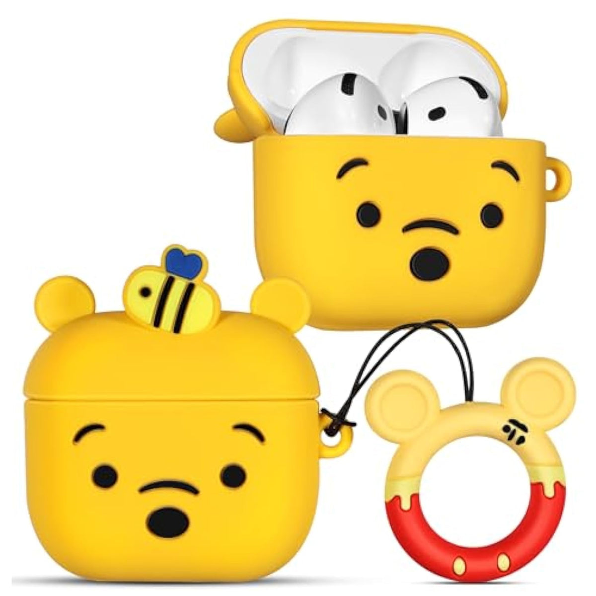 Boaretiu For Airpods 4Th Case - With Keychain For Airpods 4Th Generation Case (2024) Yellow Bear Cute Kawaii Funny 3D Soft Silicone Fun Cool For Girls Women Teens For Air Pods 4 Cover