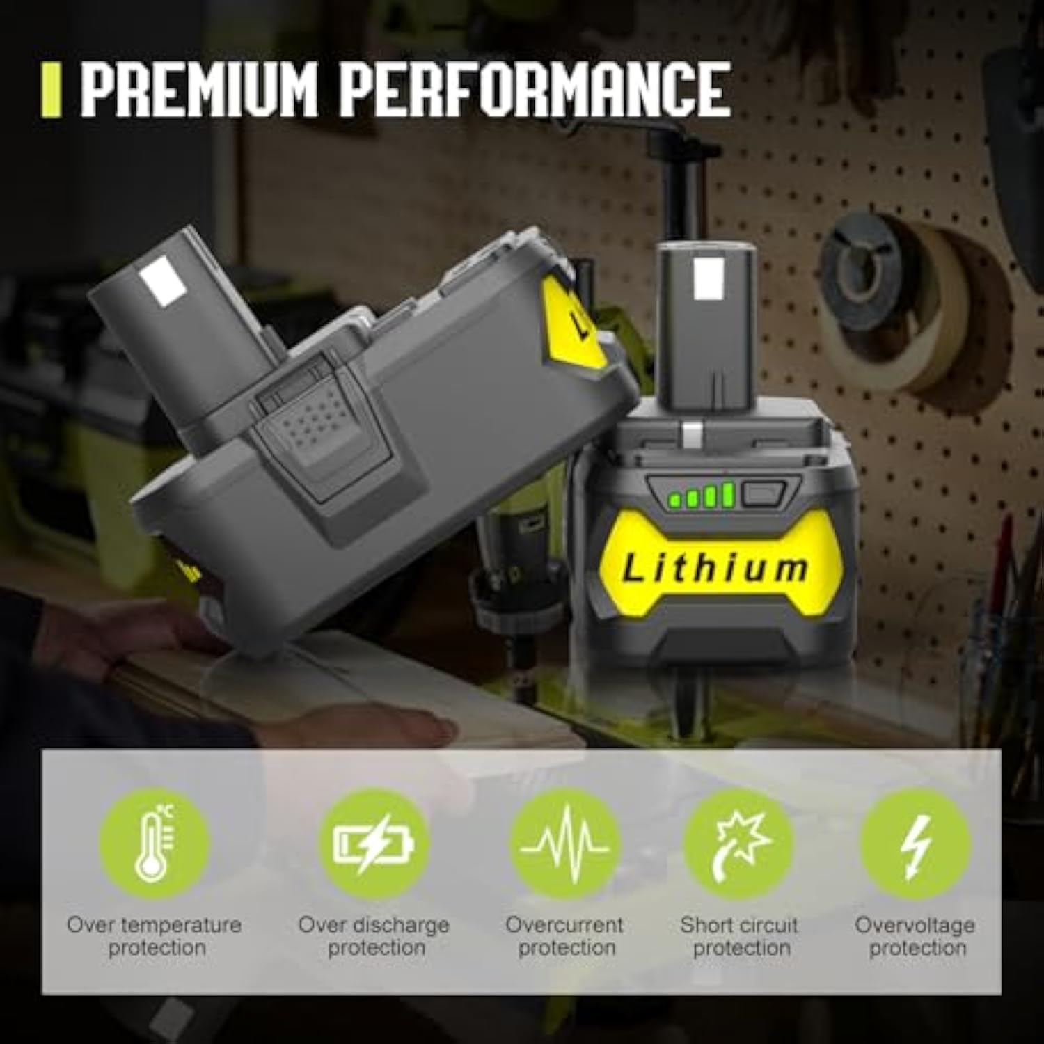 2Packs 8.0Ah Battery Compatible With Ryobi 18V Battery P108 P102 P103 P104 P105 P107 P109 P122 P145 Replacement 18 Volt Ryobi Battery