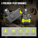 2Packs 8.0Ah Battery Compatible With Ryobi 18V Battery P108 P102 P103 P104 P105 P107 P109 P122 P145 Replacement 18 Volt Ryobi Battery