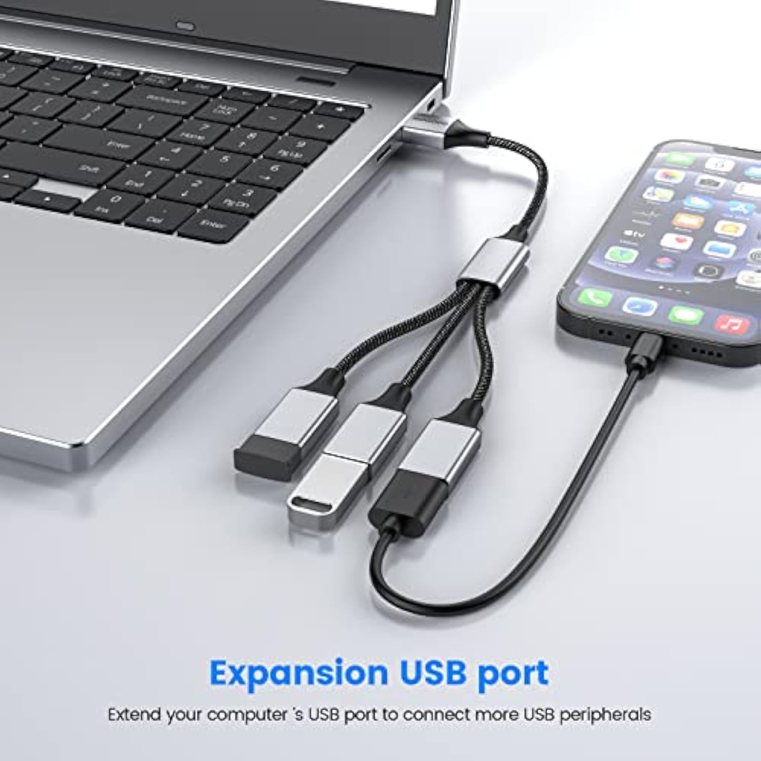 Usb Type A Splitter 2Pack 1 Male To 3 Female Usb2.0 Adapter Usb Extension Cord For Charging/Data Transfer/Laptop/Mac