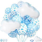 Cloud Balloons, 12 Inch White Blue Transparent Clouds Printed Latex Balloons With Cloud Foil Balloons For Sky Theme Birthday Party Baby Shower Wedding Decorations