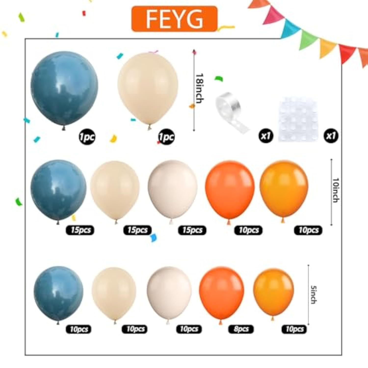 Orange & Dusty Blue Balloon Arch Kit: Fall Party Garland