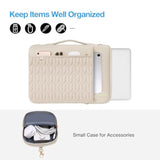 MOSISO 15-16 inch Laptop Sleeve Compatible with MacBook Pro 16 inch M4 M3 M2 M1, 15.6 inch Carrying Case Petal Quilted Bag with Horizontal&Vertical Pockets&Small Case&Handle&Belt, Sand