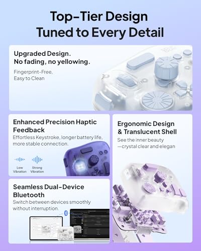 Elite Plus All-In-Creative Console, Bluetooth Programmable Keyboard Controller For Photo & Video Editing, Color Grading, Illustration, Works With Procreate, Adobe, Davinci (Aurora Violet)