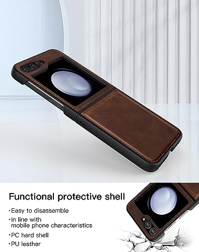 for  Galaxy Z Flip 5 5G Case, Leather Case, PU Leather + Hard PC Shell Ultra Thin Slim Durable Protective Phone Case Cover for  Galaxy