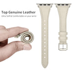 Slim Leather Bands Compatible With Apple Watch Band 42Mm 41Mm 40Mm 38Mm, Genuine Leather Replacement Strap For Iwatch Series 10/9/8/7/6/5/4/3/2/1/Se Women, Starlight/Starlight
