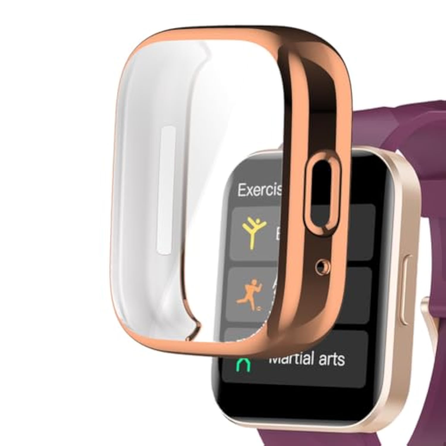 Watch Case Compatible with RUIMEN D1 1.85" Smart Watch, TPU Case with Screen Protector, Gold