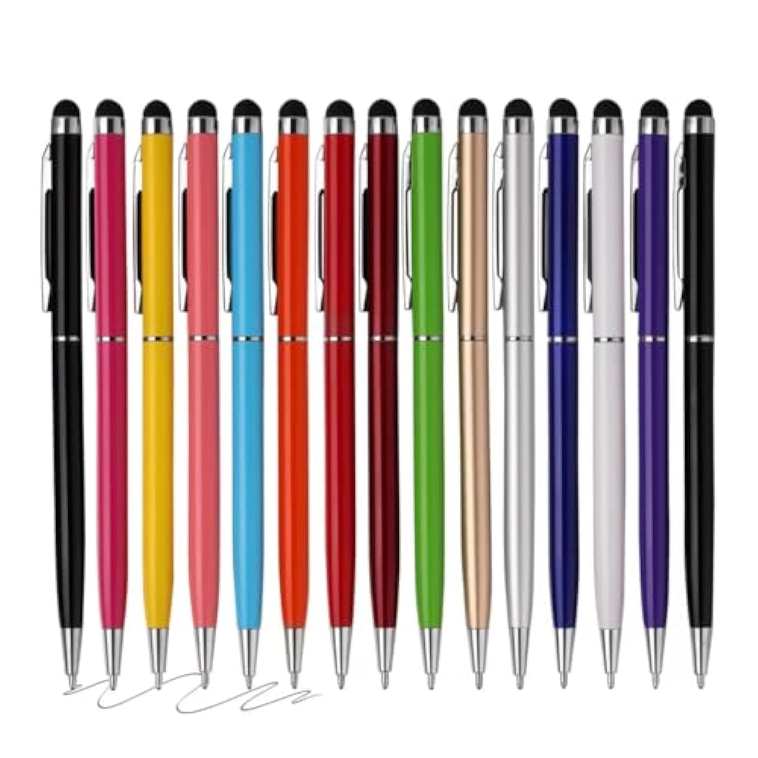15-Pack 2-in-1 Stylus & Ballpoint Pens for Touchscreens Phones Tablets Kindle