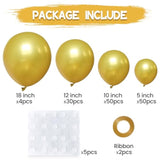 134 Pcs Metallic Gold Balloons Various Sizes Birthday Wedding Shower