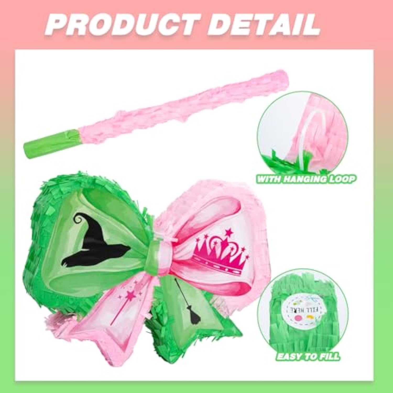 Witch Party Favors Pink And Green Game Set, Witch Pinata With Stick And Blindfold Witch And Princess Crafts Pink And Green Party Decor For Birthday Baby Shower Game Supplies