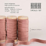 Rose Gold Velvet Ribbon Set 3/8"" X 15Yd Wooden Spool Fabric Trim Eco-