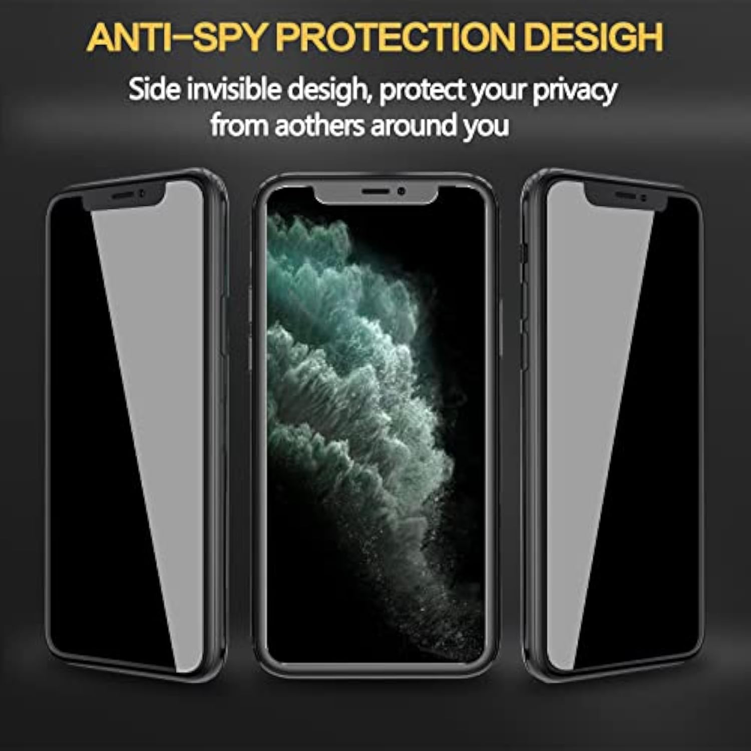 2+2 Pack For Privacy Screen Protector For Iphone 11 Pro 5.8 Inch + Camera Lens Protector For Iphone 11 Pro, Anti Spy Private Tempered Glass Film, Case Friendly