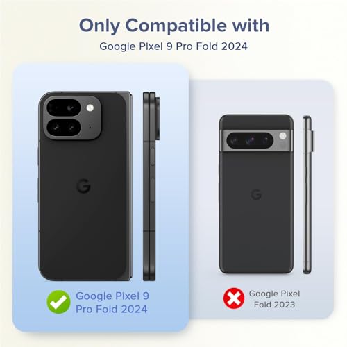 for Google Pixel 9 Pro Fold 2024 Case with Built-in Screen Protector[Anti-Scratch][Hinge Protection] Slim Fit Shockproof Full Body Protective Cover