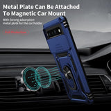 for Google Pixel 6 Pro Case with Slide Lens Cover, Military Grade Drop Protection, Magnetic Rotated Ring Holder Kickstand Protective Phone Case (Navy
