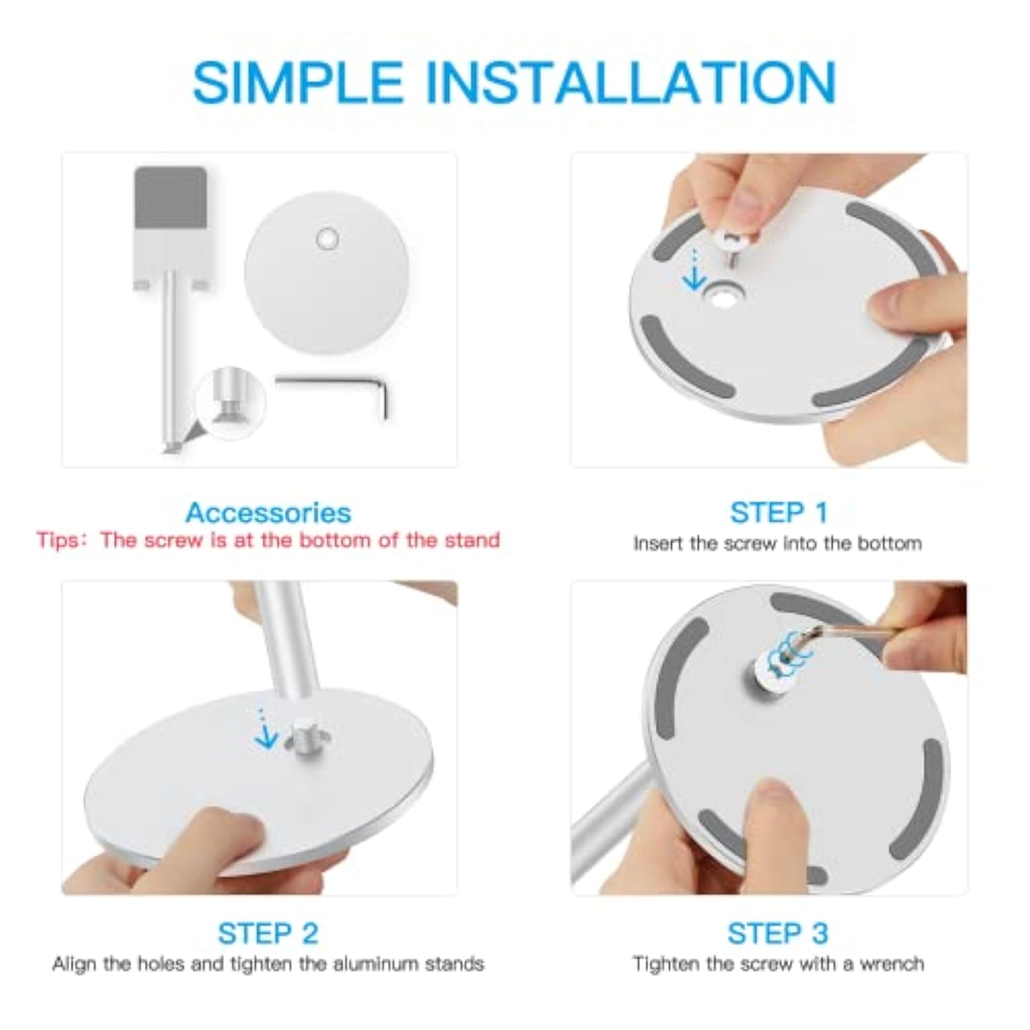 Cell Phone Stand, Omoton Angle Height Adjustable Aluminum Phone Holder For Desk, For 16 Pro Max Plus, Tablets(4-11''), Silver