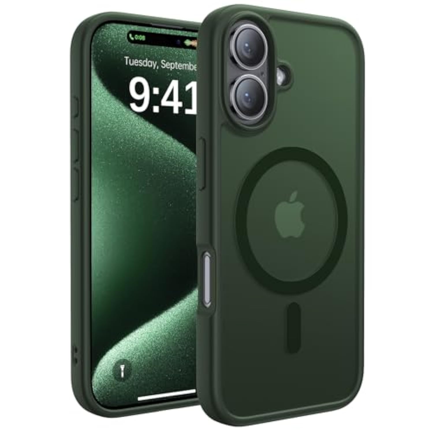 Magnetic For Iphone 16 Case,[Compatible With Magsafe][Military Grade Drop Protection] Anti-Fingerprint Translucent Matte Shockproof Protective Case For Iphone 16 Phone Case 6.1",Alpine Green