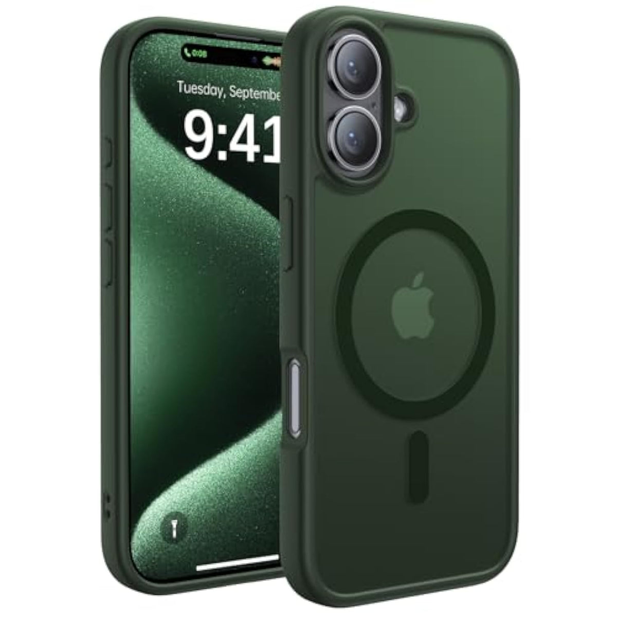 Magnetic For Iphone 16 Case,[Compatible With Magsafe][Military Grade Drop Protection] Anti-Fingerprint Translucent Matte Shockproof Protective Case For Iphone 16 Phone Case 6.1",Alpine Green