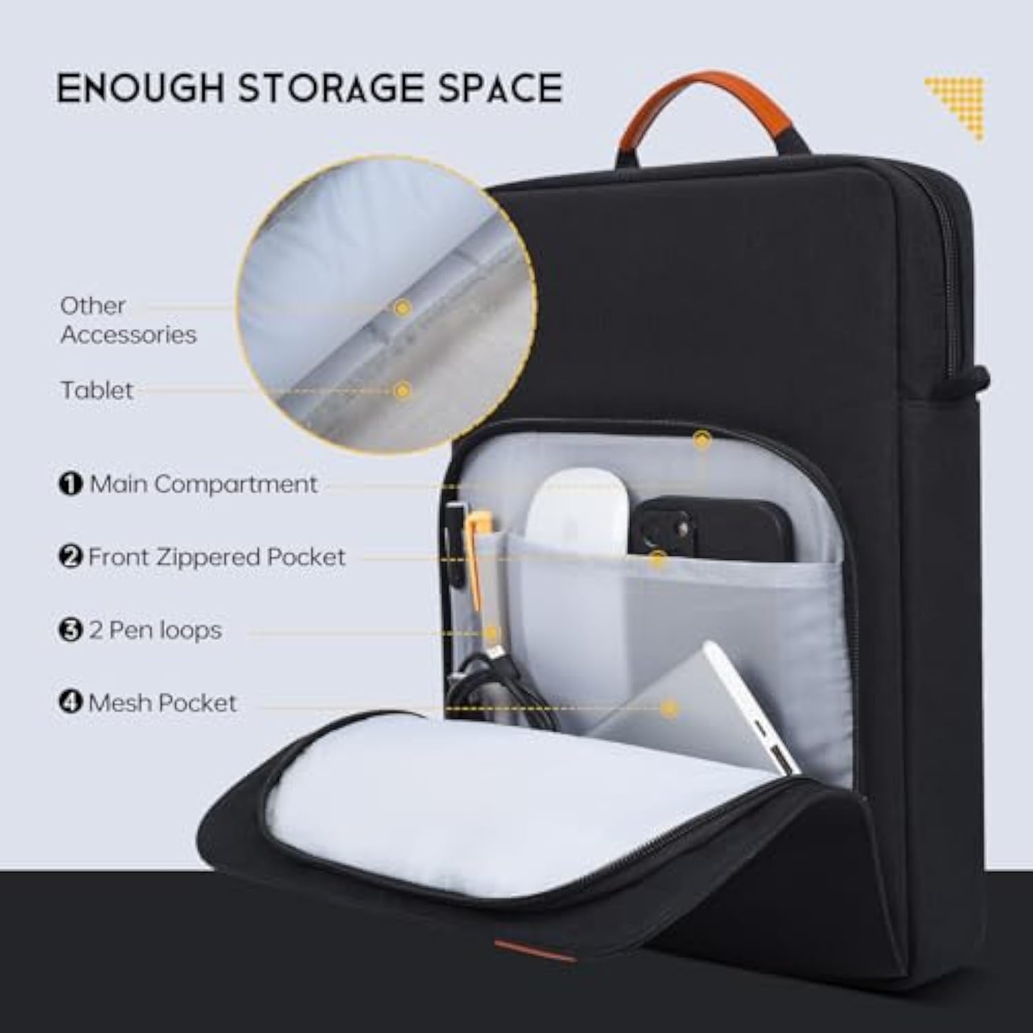 12.9 13 Inch Ipad Pro Sleeve Case Shoulder Bag For 13-Inch Ipad Pro M4 & Ipad Air M2 M3(2025) Magic Keyboard, Ipad Pro 12.9-In, Water-Resistant Tablet Carrying Handle Bag -Black