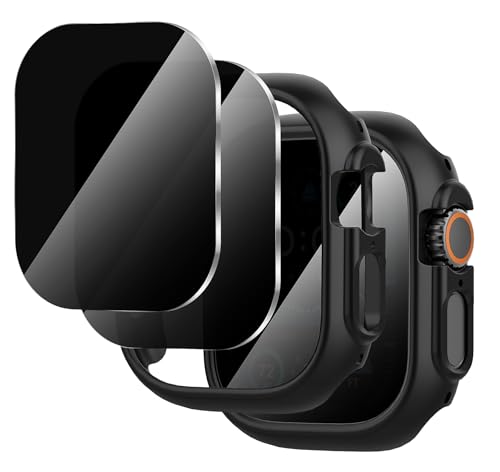 2+2-Pack for Apple Watch Ultra 3/2/1 49mm Case + Privacy Tempered Glass Screen Protector, [Anti-Peeping] [with Auto Alignment Tool Kit]+ PC