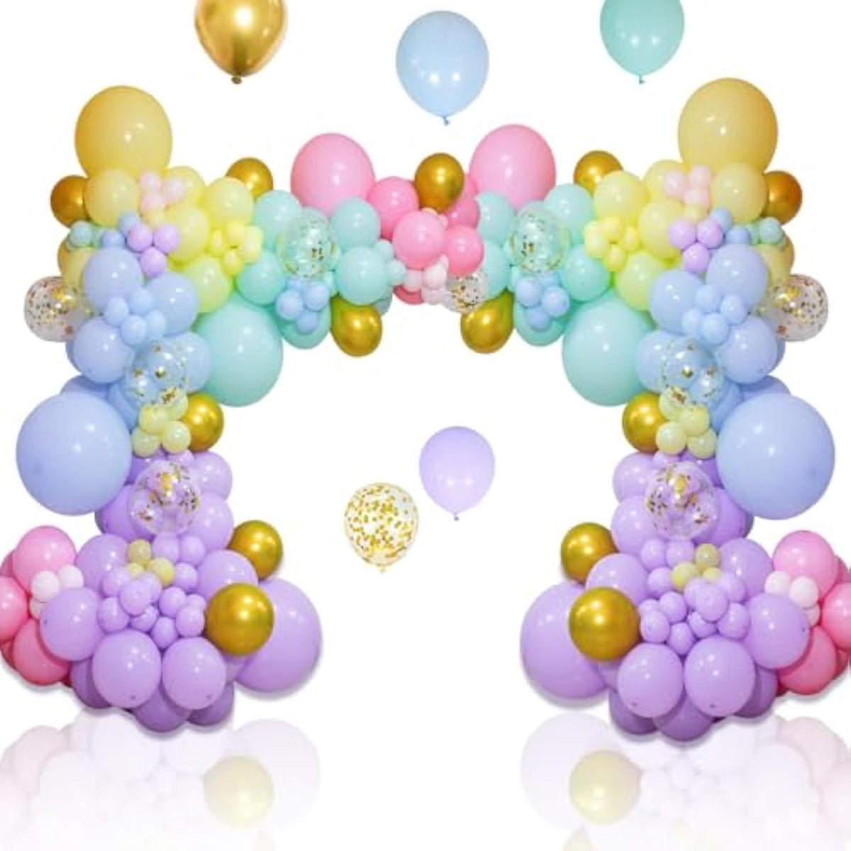 219Pcs Pastel Rainbow Balloon Arch Kit for Birthday, Baby Shower, and Events