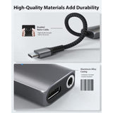 2-In-1 Usb C To 3.5Mm Headphone Charge Adapter Aux Mic Jack With Pd Fast Charging High Resolution Dac For Earphones Iphone 16 15, Galaxy S24/S24+/S23/S22/S21, Ipad Pro, Pixel 9/8/7
