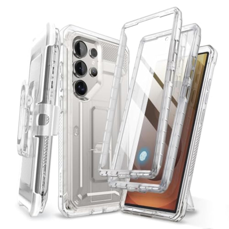 SUPCASE for Samsung Galaxy S25 Ultra Case with Stand (Unicorn Beetle Pro), [2 Front Frames] [Built-in Screen Protector & Belt-Clip] Military-Grade Protection Phone Case for S25 Ultra 6.9 Inch, Clear