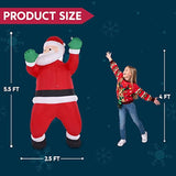 5.5 Ft Tall Christmas Inflatables Outdoor Decorations Hanging Santa With Gift Bag, Christmas Blow Up Climbing Santa Yard