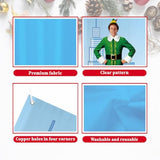 Funny Christmas Door Cover, No Cotton Headed Ninny Muggins Allowed Porch Sign For Outdoor Decorations, Buddy The Elf Photo Booth Background Banner, Elf Christmas Party Decor Supplies, 70.8X35 Inch