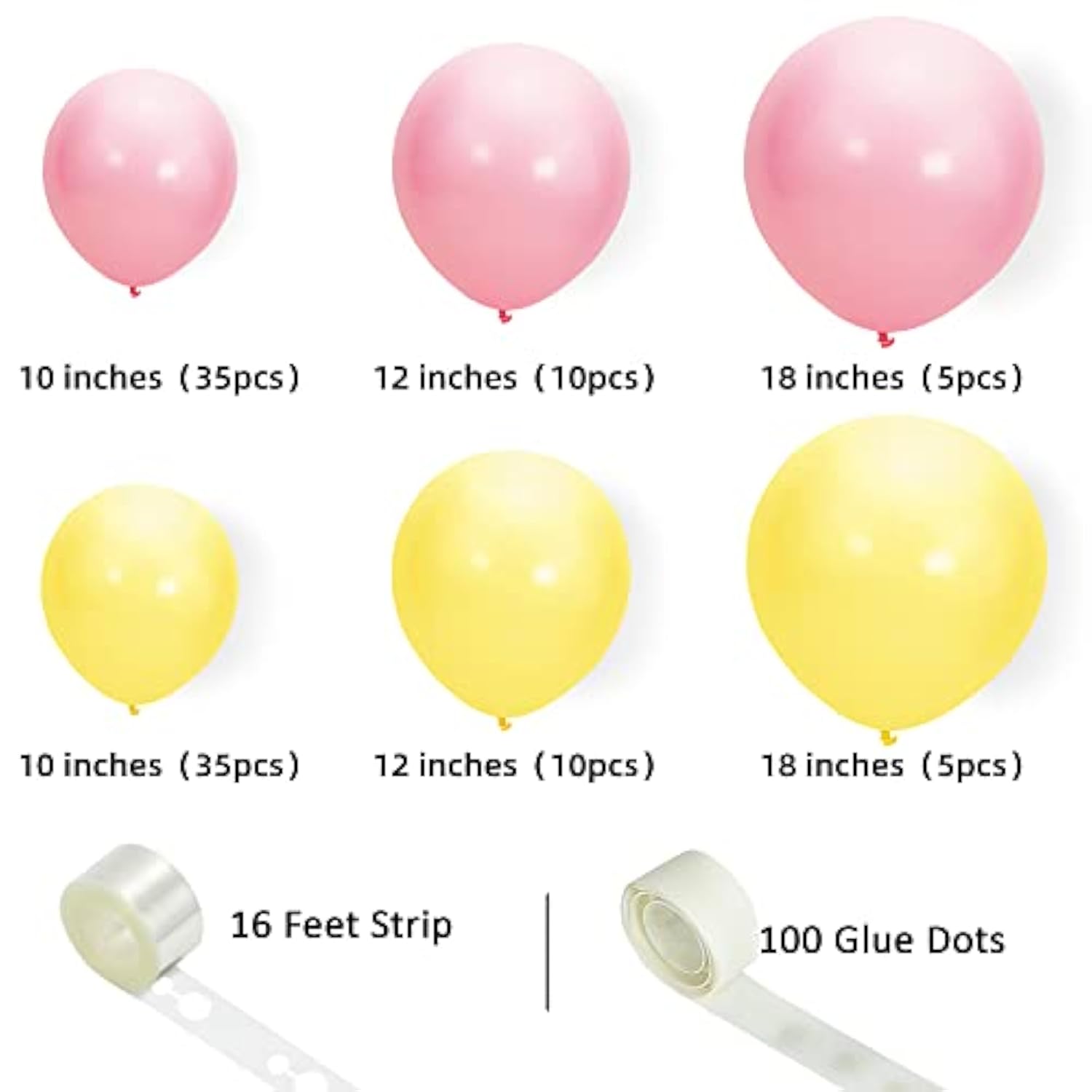 Pastel Balloon Garland Kit – Pink & Yellow DIY Decor for Baby Showers, Birthdays and Weddings