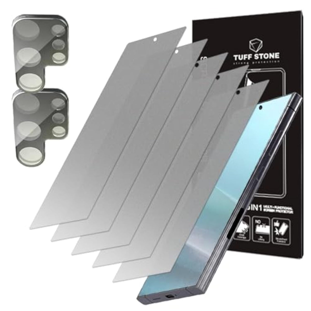 [5+2 5 Anti-Glare(Matte) Tpu Film Screen Protector + 2 Lens Protector For Samsung Galaxy S25 Ultra 5G 2025 Easy To Install Scratch Resistant [Perfect Fit For 3D Edge Screen]
