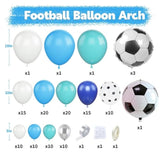 Soccer Balloon Arch Kit With 4D Football Foil Balloons, Royal Blue, White, Metallic Silver Latex Balloons For Baby Shower, Birthday, Soccer, Football Party Decorations