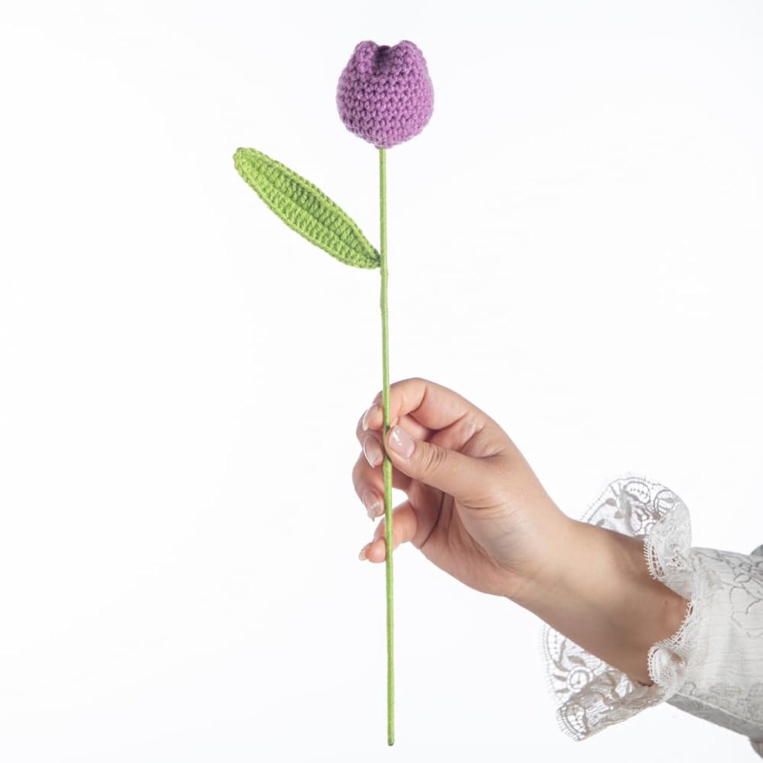 Handmade Crochet Tulip Bouquet – Crocheted Flower Knitted Yarn Artificial Tulips, Forever Floral Arrangement For Home Decor, Wedding, Birthday