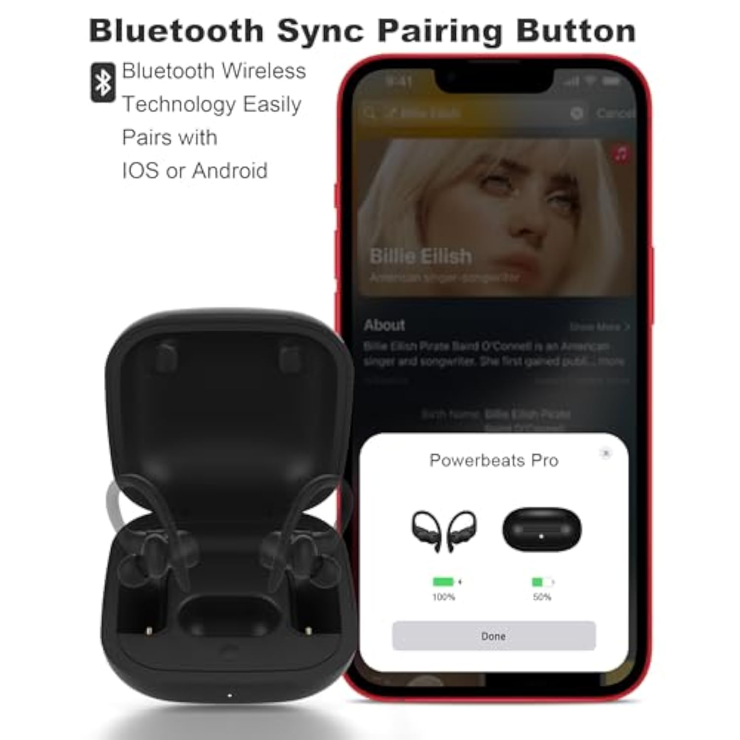 Charging Case Replacement For Powerbeats Pro – Beats Earbuds Charger Case With Bluetooth Pairing Sync Button, 700Mah Battery (Earbuds Not Included)