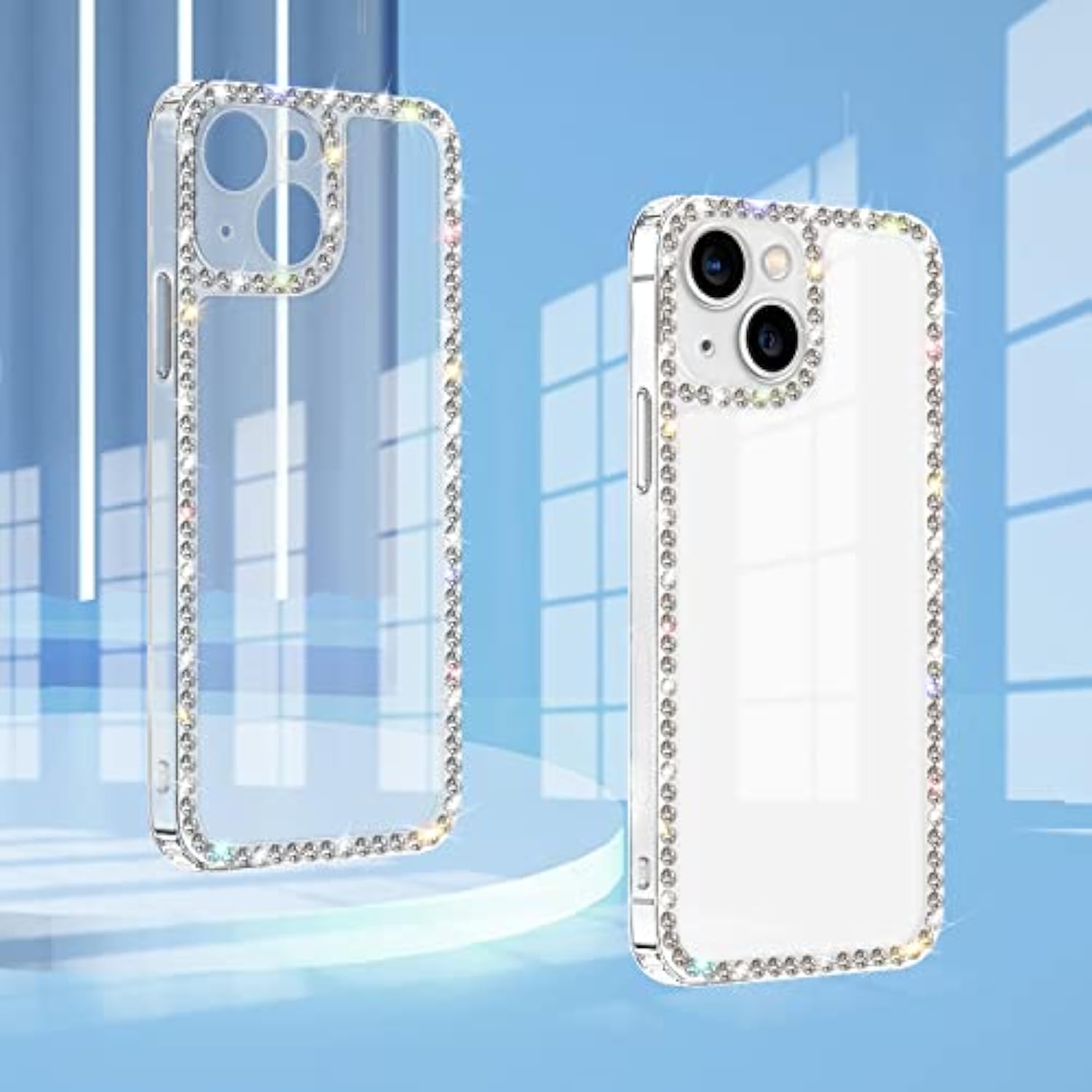 Compatible With Iphone 14 Case Clear Bling Diamond Rhinestone Cute For Girls Women Girly Case Glitter Shiny Sparkle Bumper Design Soft Silicone Luxury Fashion Protective 3D Phone Case