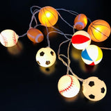 9.8 Ft / 3 M 20 Lights Sports Ball Theme Battery And Usb Powered Soccer Basketball Football Baseball Beach Balls Mixed L